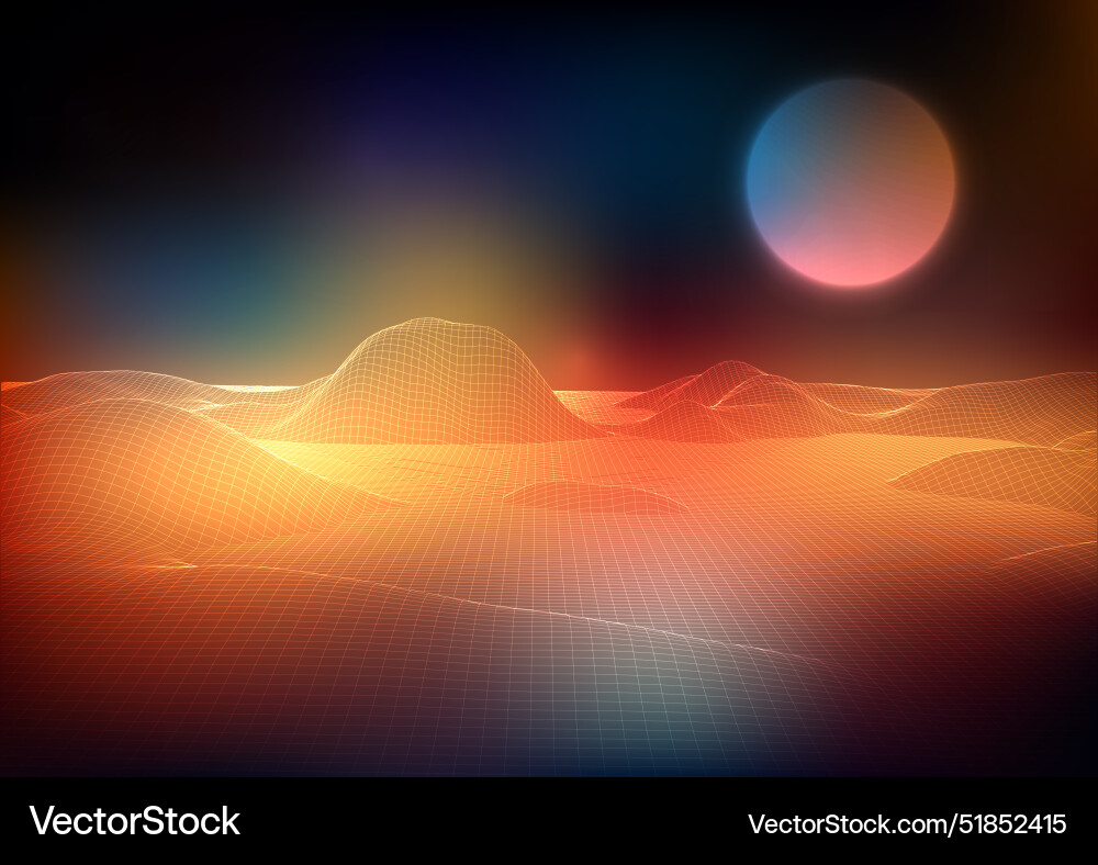 Abstract background with a retro wireframe vector image