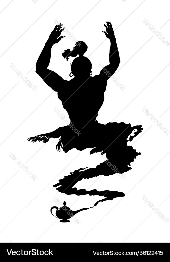 Arabic genie lamp black silhouette isolated Arabic genie lamp black silhouette isolated vector image