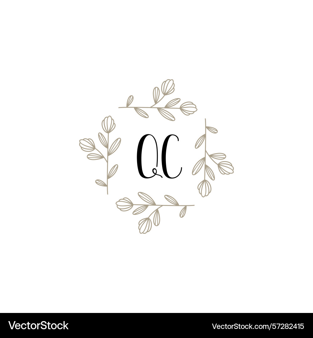 Botanical monogram logos with initial qc Vector Image