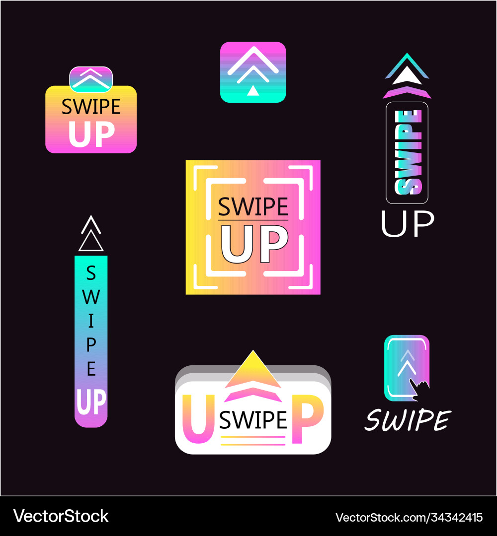 Creative gradient swipe up icon set Vector Image