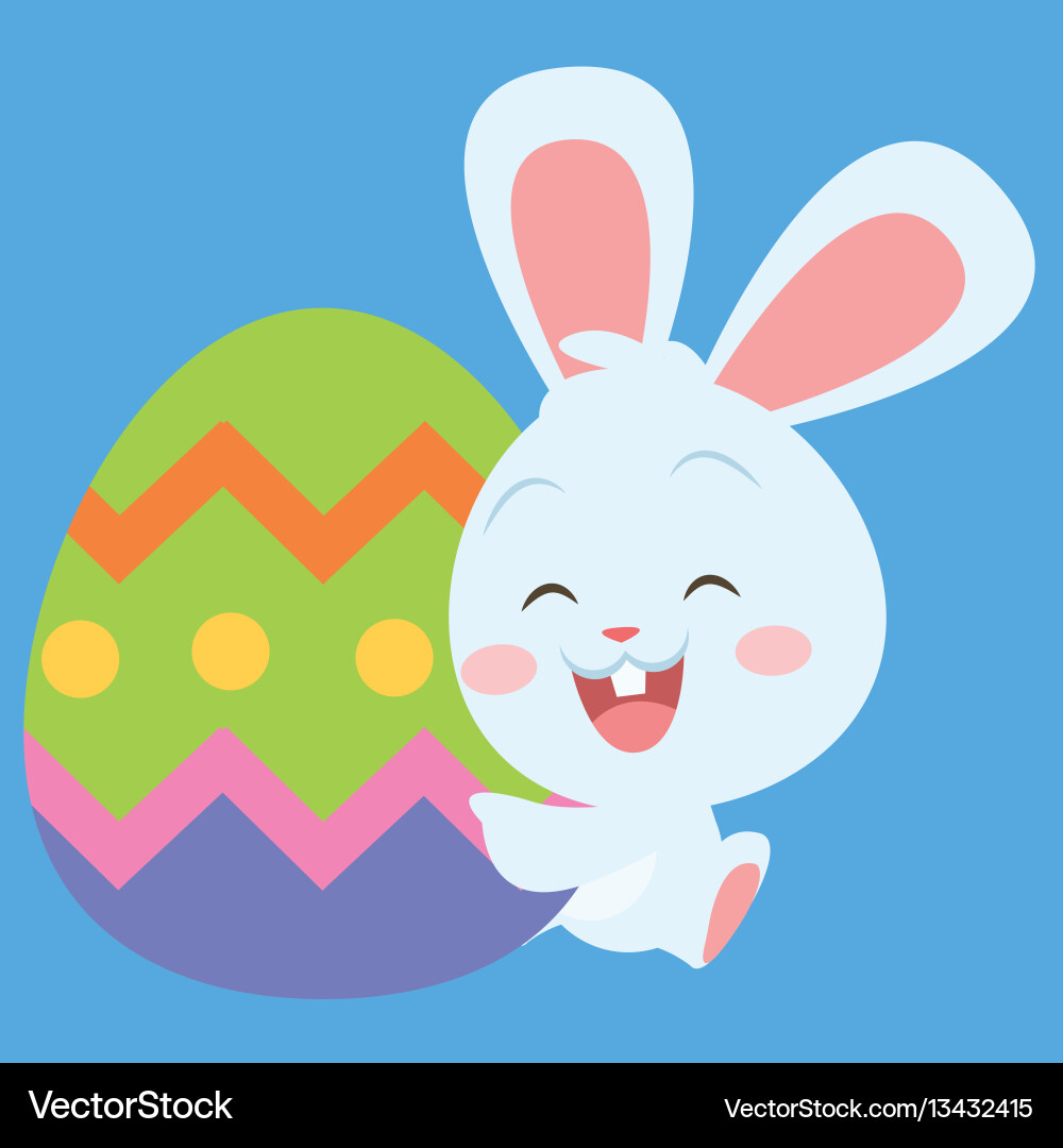 Cute Easter Bunny with Egg – Royalty-Free Vector | VectorStock