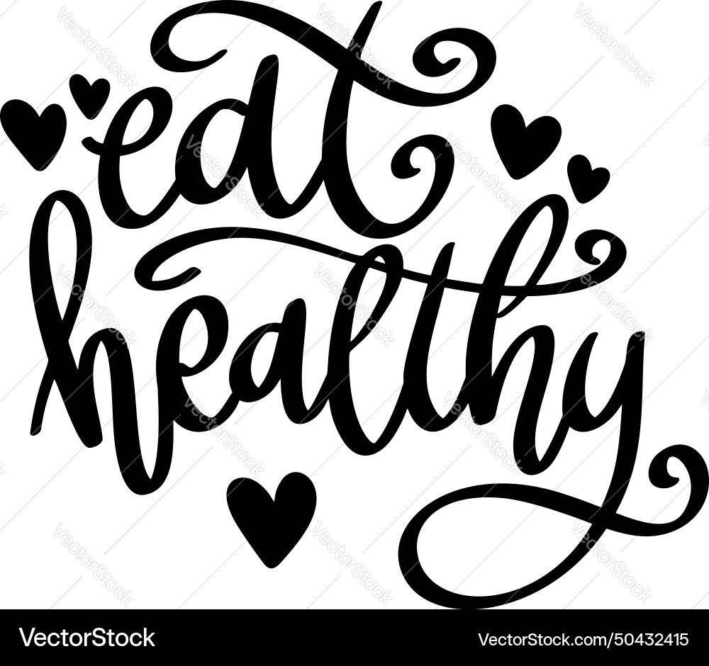 Essen Sie gesunde Handschrift Phrase Poster Design Essen Sie gesunde Handschrift Phrase Poster Design vektorbild