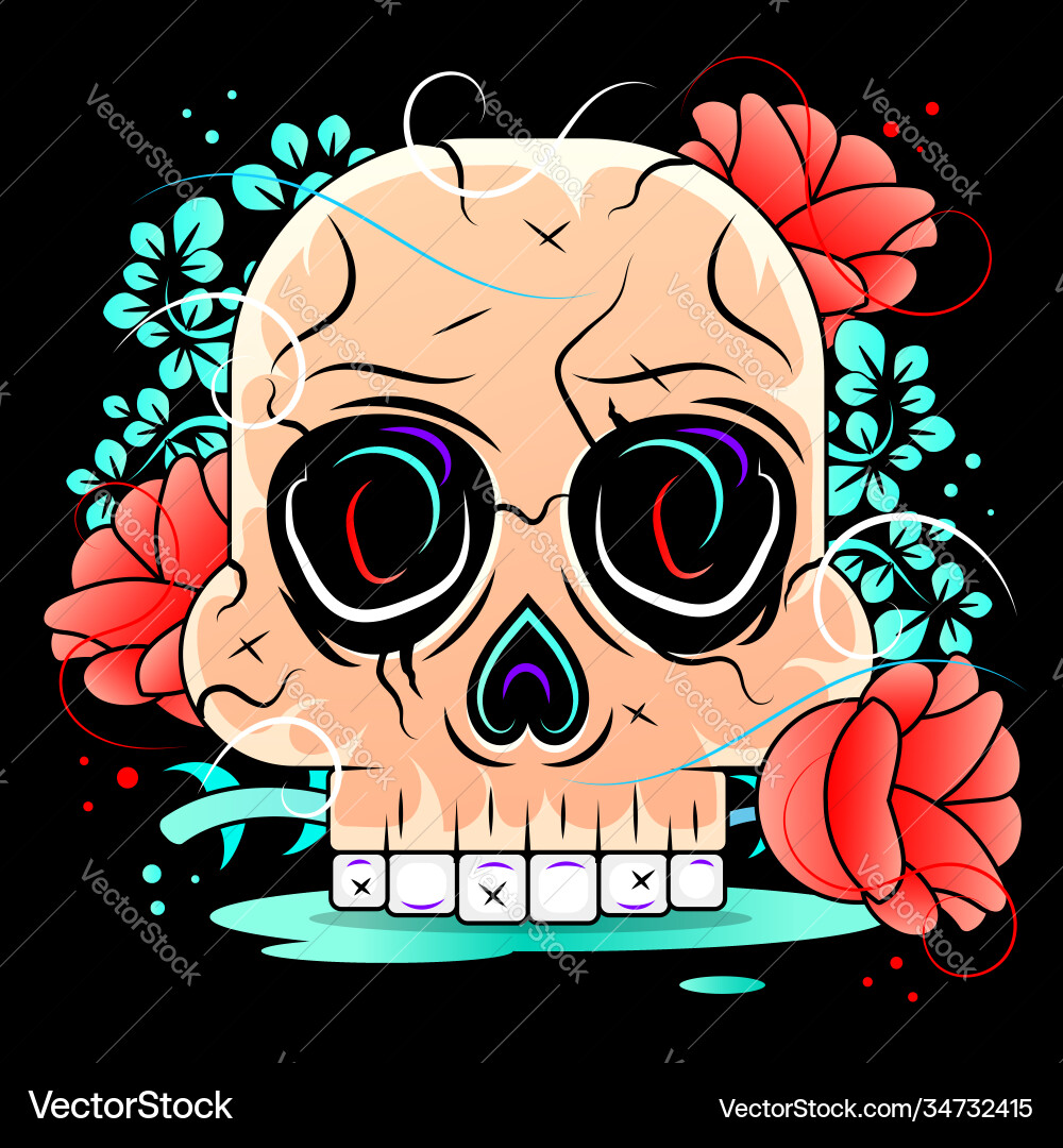 Frame with mexican skull girl stock Frame with mexican skull girl stock vector image