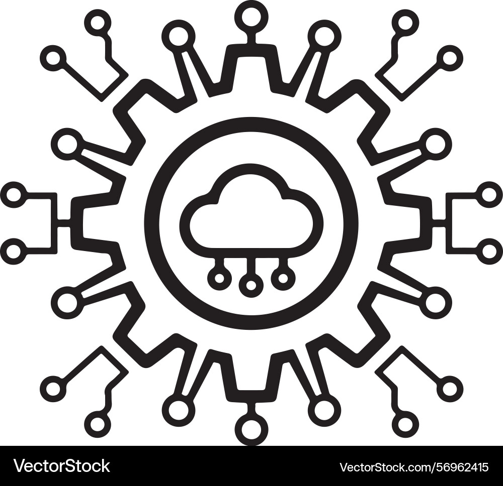 Glowing cloud computing icon tech gear network Vector Image
