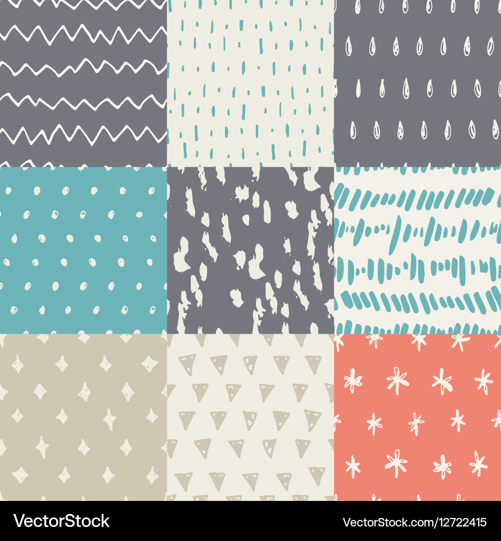 Hand Drawn Texture Pattern Set vector image