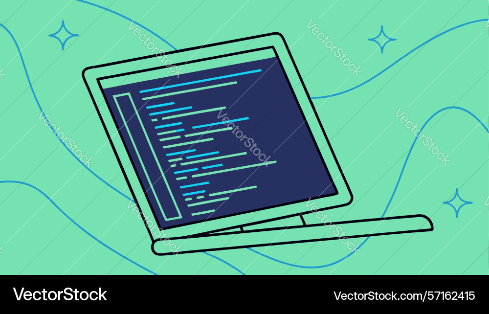 Laptop-Anzeige Programmiercode-Entwickler vektorbild