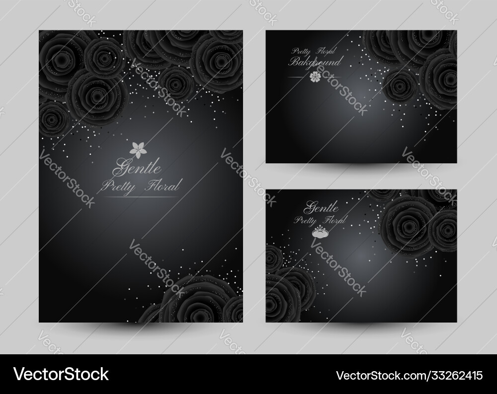 Luxury cards with black glamour roses Luxury cards with black glamour roses vector image