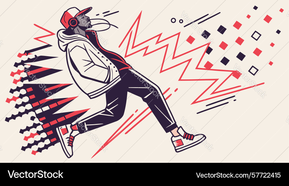 Person running fast with sharp abstract speed Vector Image