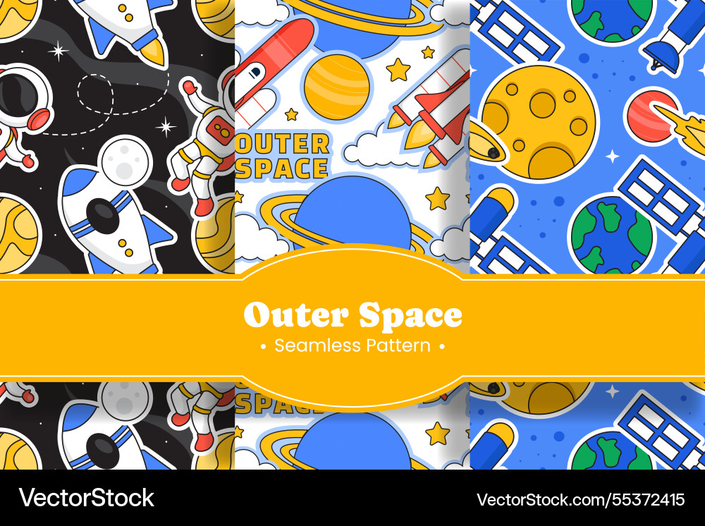 Seamless pattern of outer space exploration Seamless pattern of outer space exploration vector image