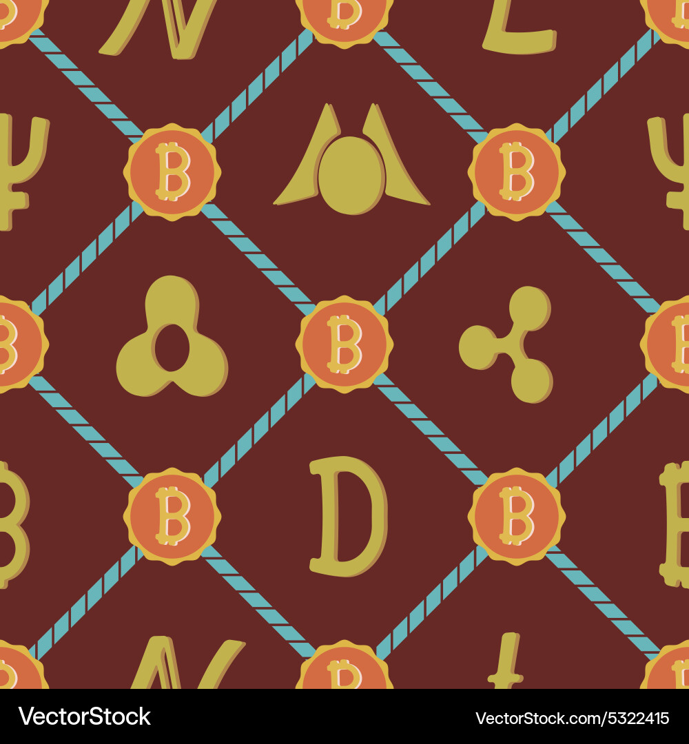 Seamless pattern with different cryptocurrency vector image