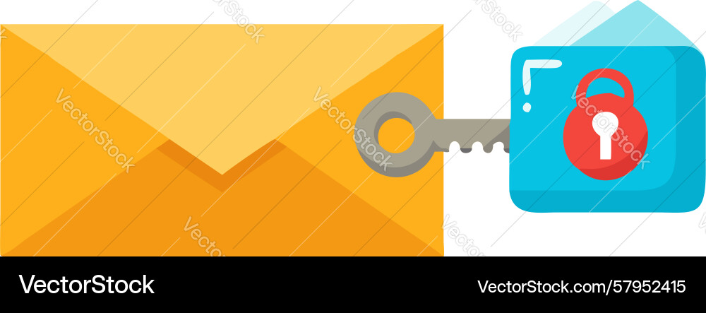 Secure Email Icon with Key & Lock vector image