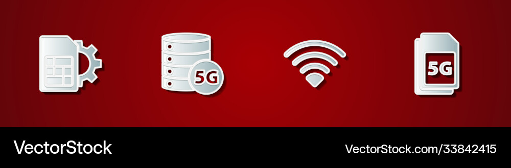 Set sim card setting server 5g network wi-fi vector image