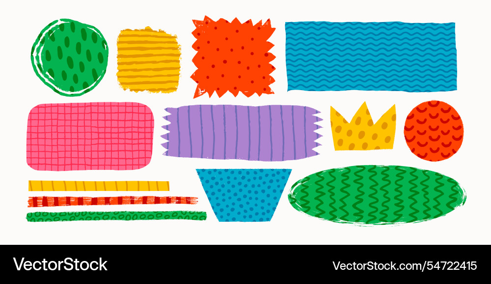 Simple shape stickers with various patterns Simple shape stickers with various patterns Vector Image