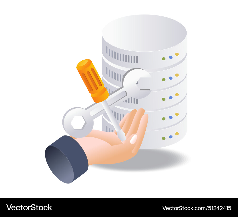 Technology server database maintenance service Technology server database maintenance service Vector Image