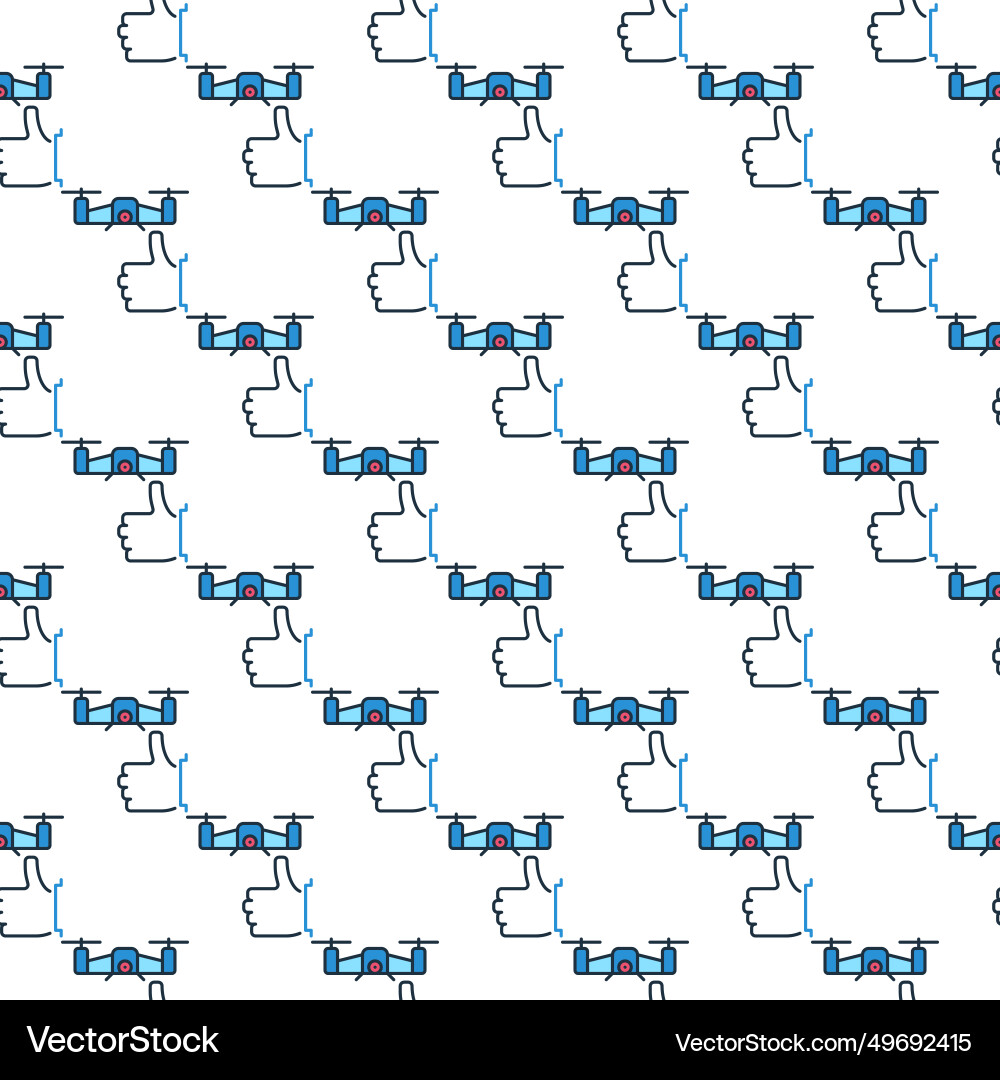 Thumbs up and quadcopter i love drones colored Vector Image