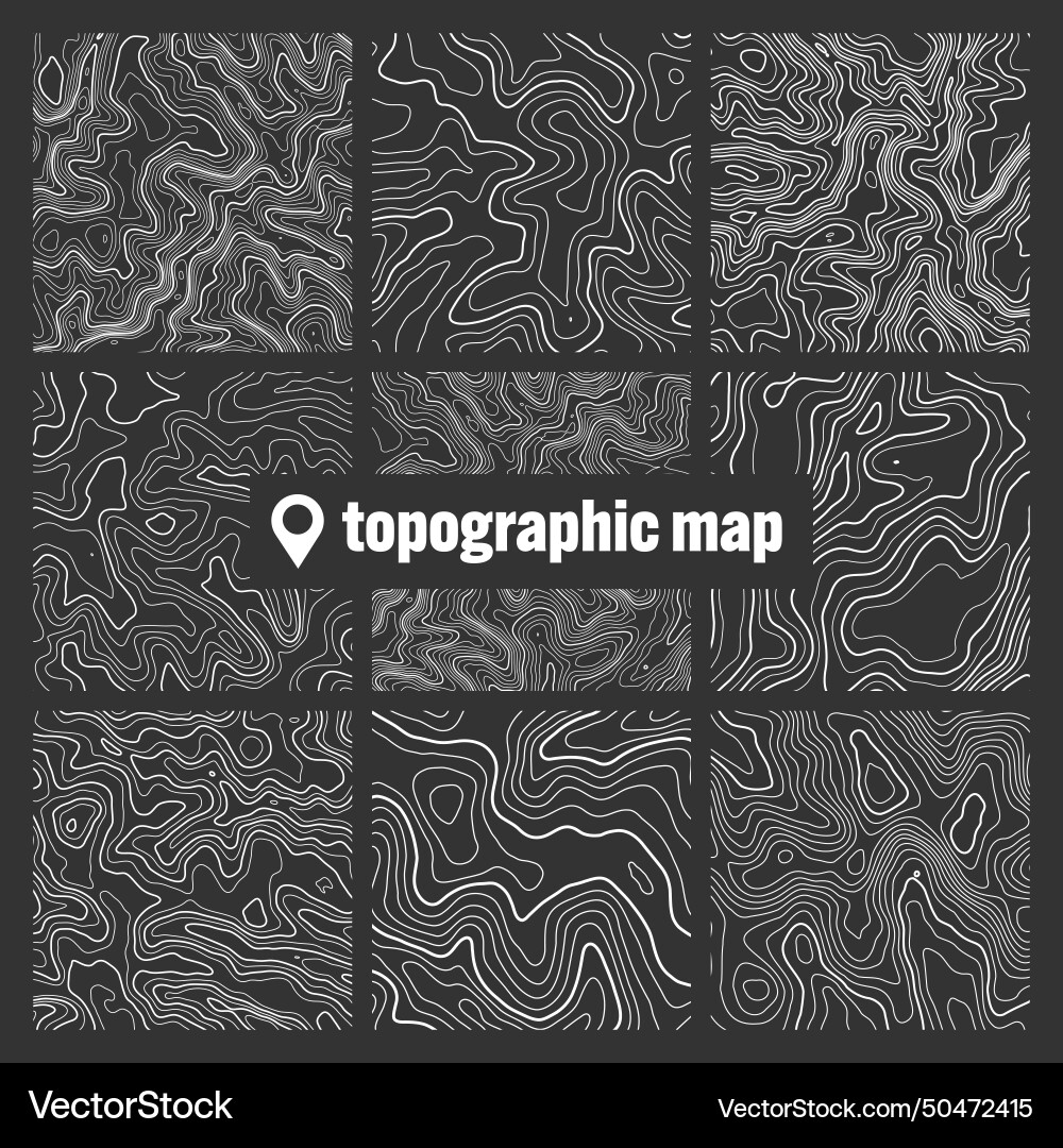 Topographic map with contour lines geographic Topographic map with contour lines geographic vector image