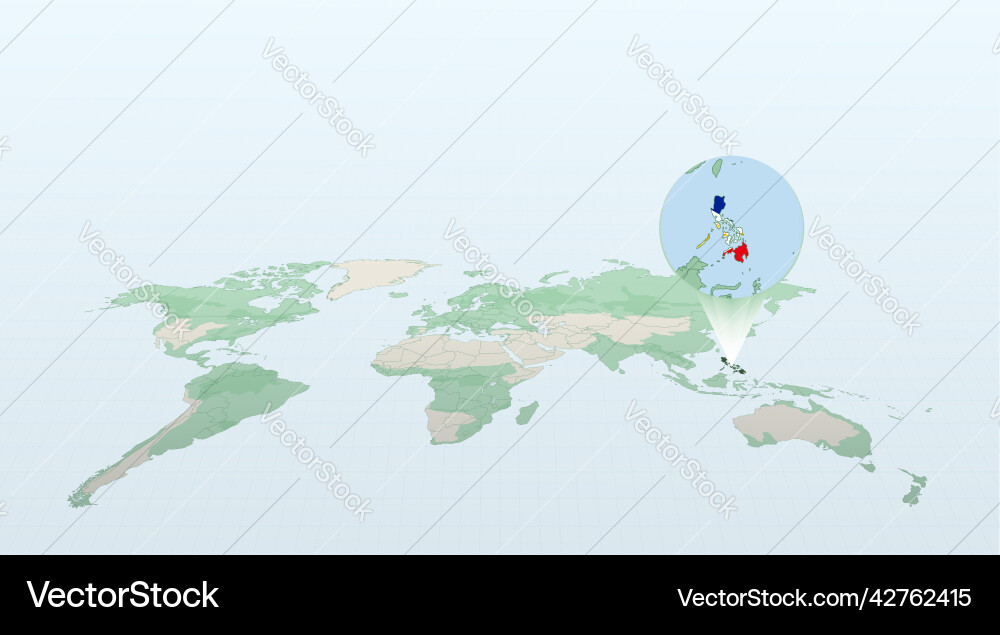 World map in perspective showing the location vector image