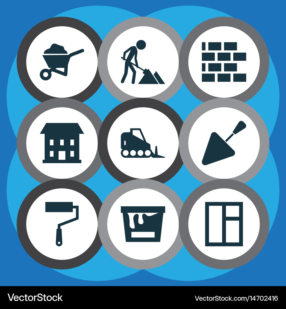 Building icons set collection of carry cart vector image