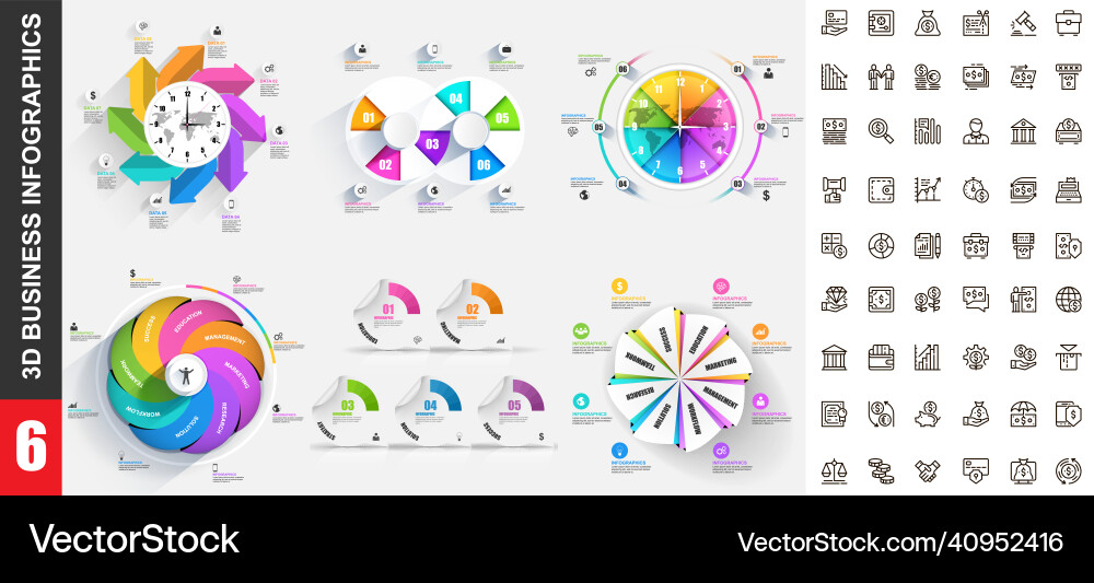 Bundle 3d Infografiken Designvorlage Bundle 3d Infografiken Designvorlage vektorbild