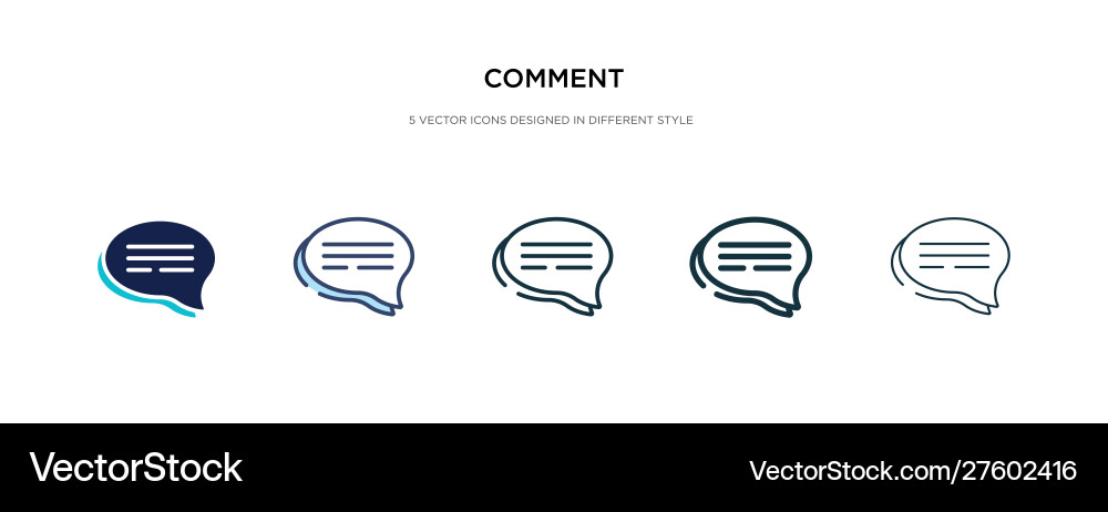 Comment icon in different style two colored vector image