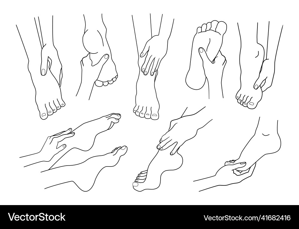 Feet with hands beauty cosmetics skin care Feet with hands beauty cosmetics skin care vector image