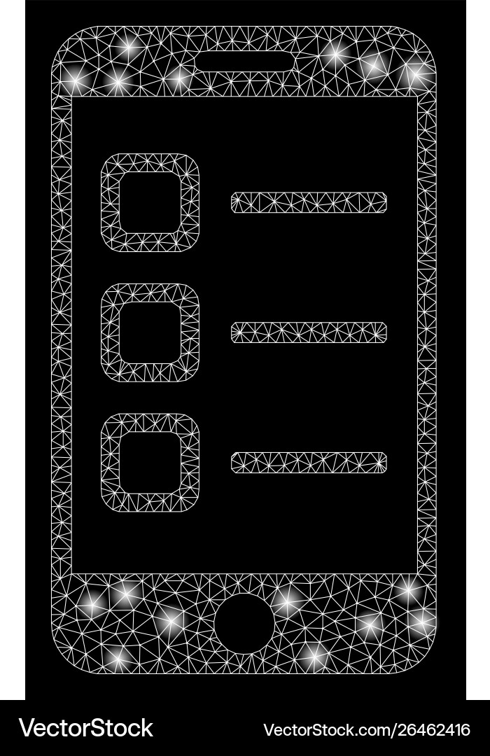 Glowing mesh network mobile list with flare spots Glowing mesh network mobile list with flare spots vector image