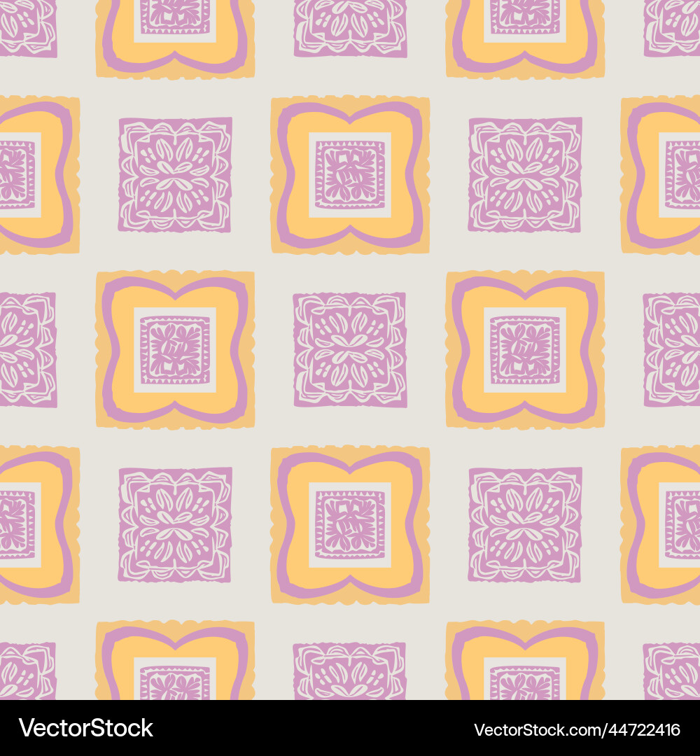 Hand drawn retro block print seamless pattern Hand drawn retro block print seamless pattern vector image
