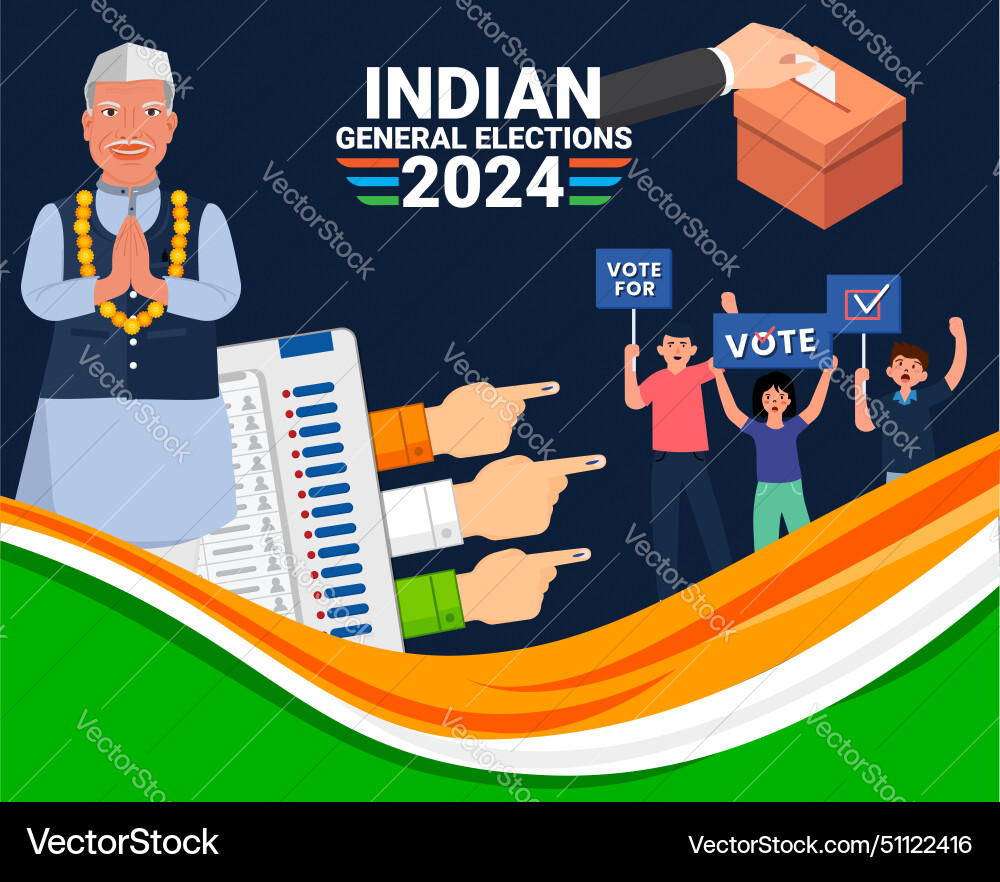 Indian politician candidate request for voting vector image