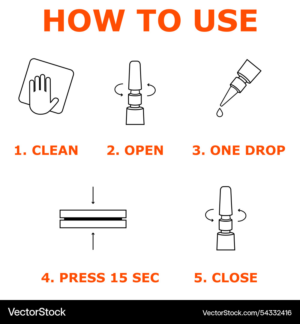 Instuction how to use super glue vector image