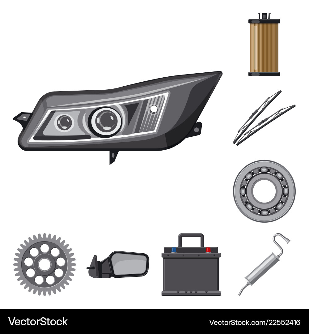 Isolated object of auto and part symbol set Isolated object of auto and part symbol set vector image