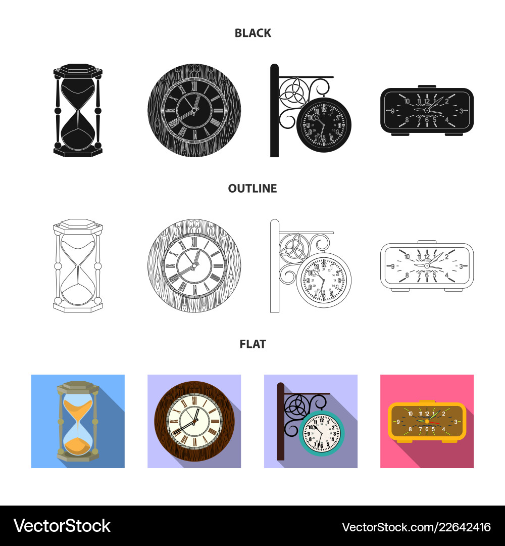 Isolated object of clock and time icon collection Isolated object of clock and time icon collection vector image