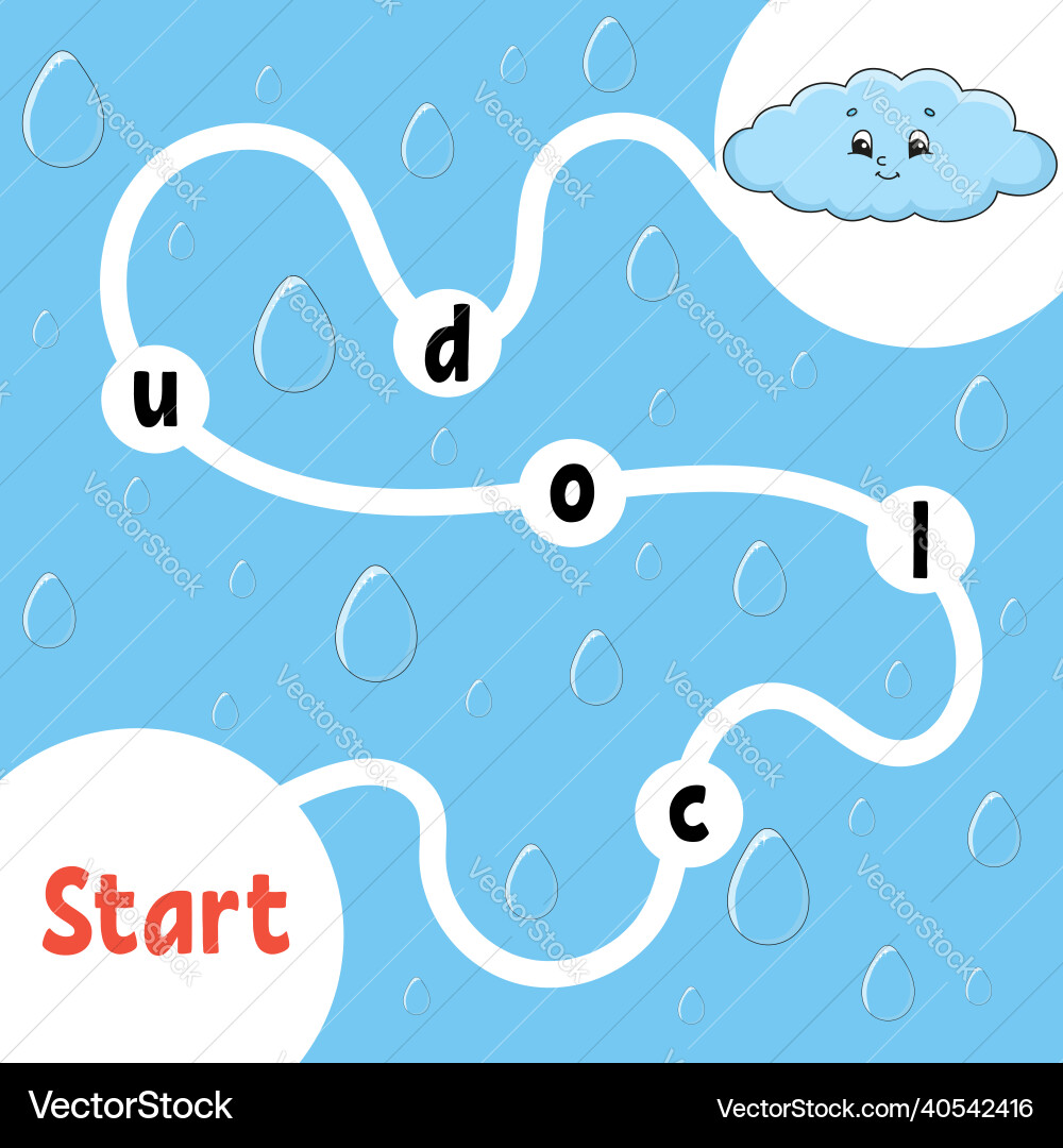 Logic puzzle game funny cloud learning words Vector Image