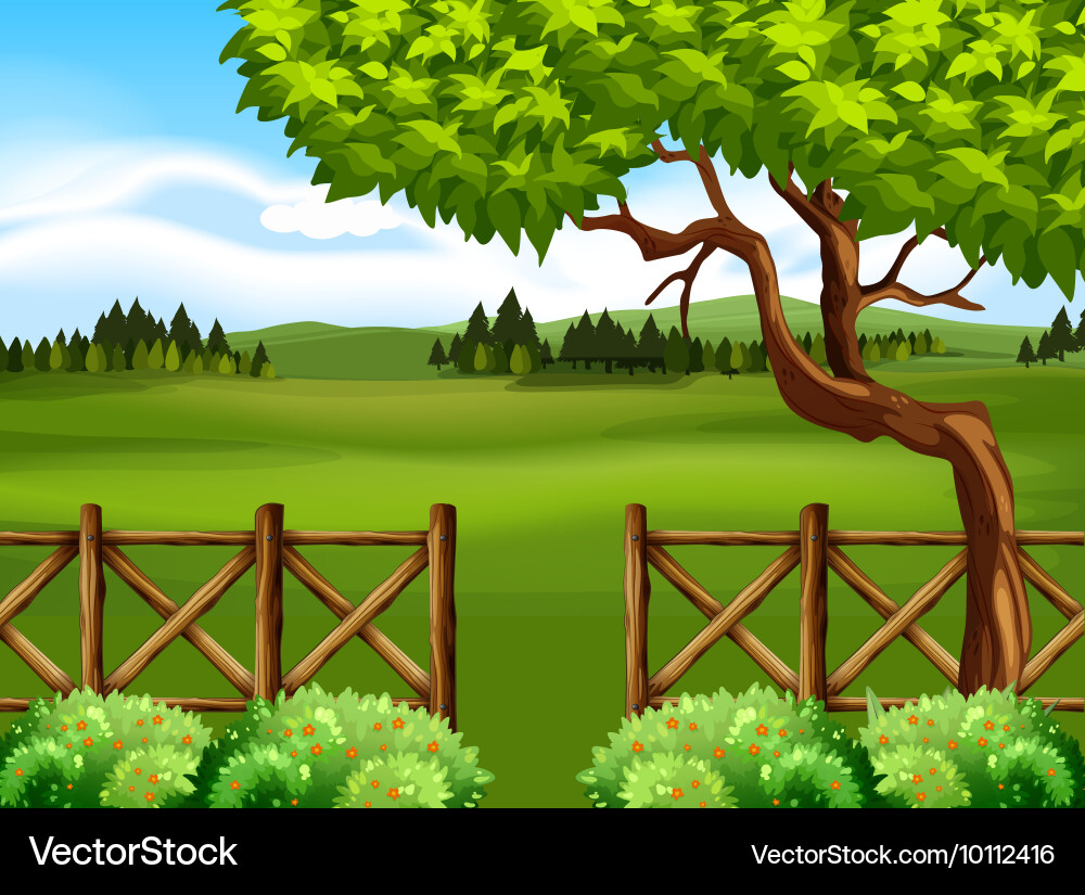 Nature scene with tree and field Vector Image