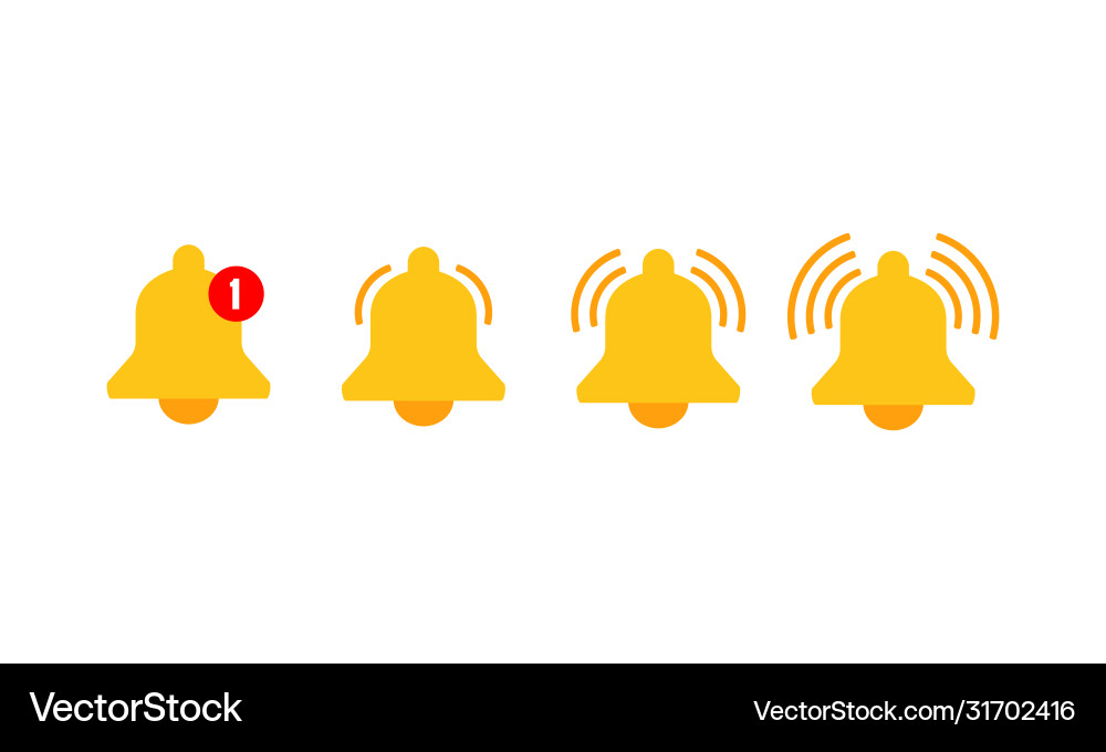 Notification bell icons set for incoming inbox Notification bell icons set for incoming inbox Vektorbild