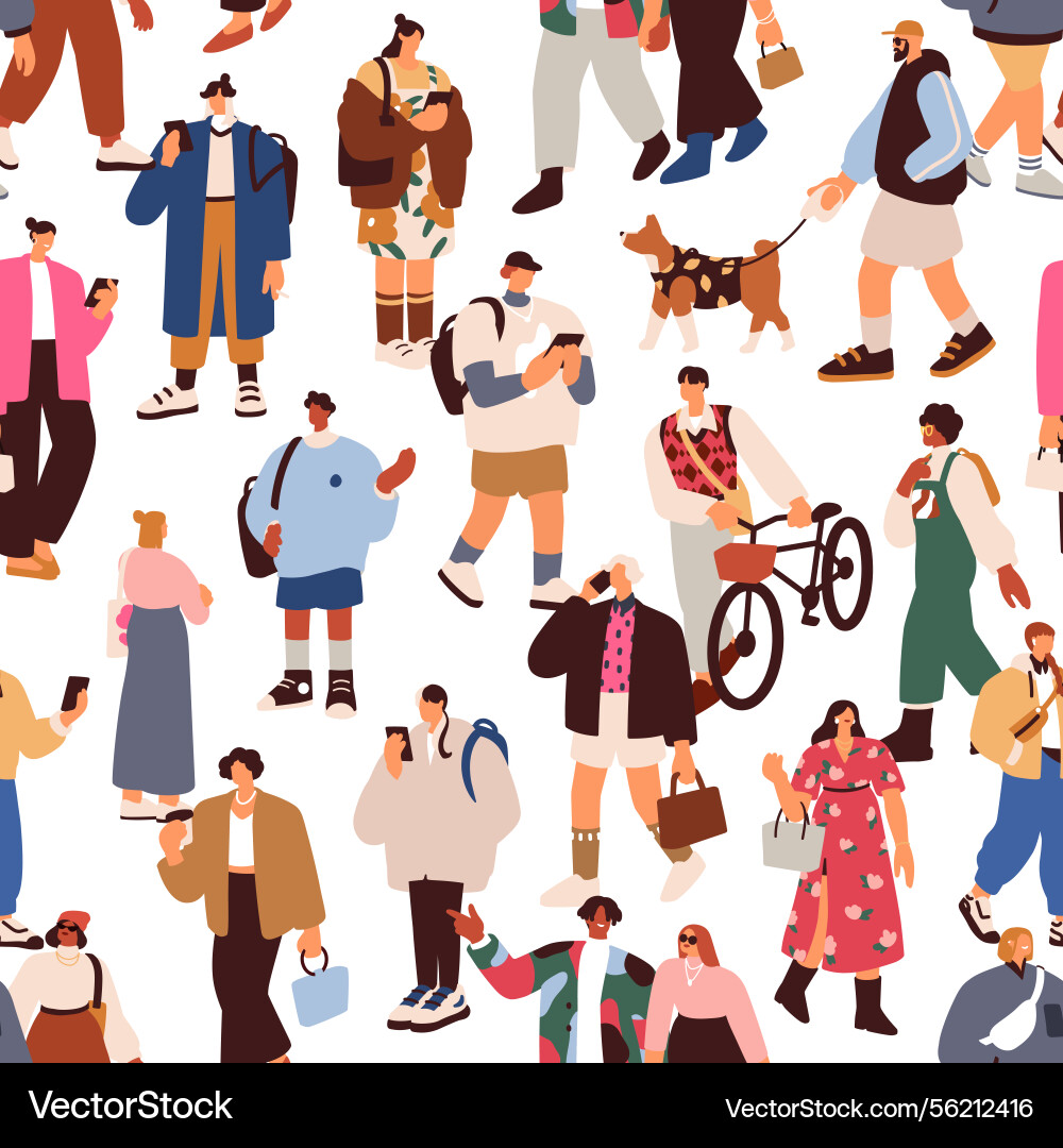 People crowd seamless pattern repeating print People crowd seamless pattern repeating print vector image