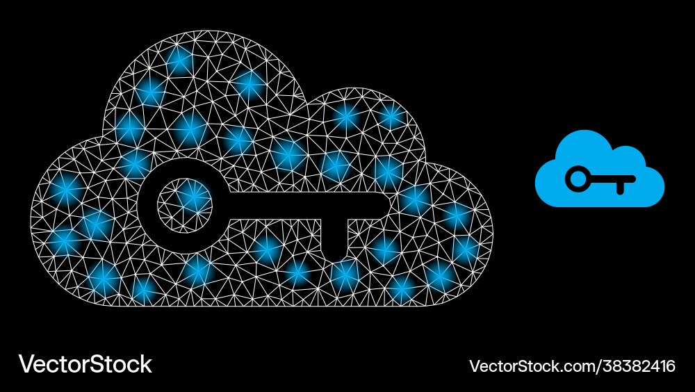 Polygonal network mesh cloud key with lightspots Polygonal network mesh cloud key with lightspots vector image