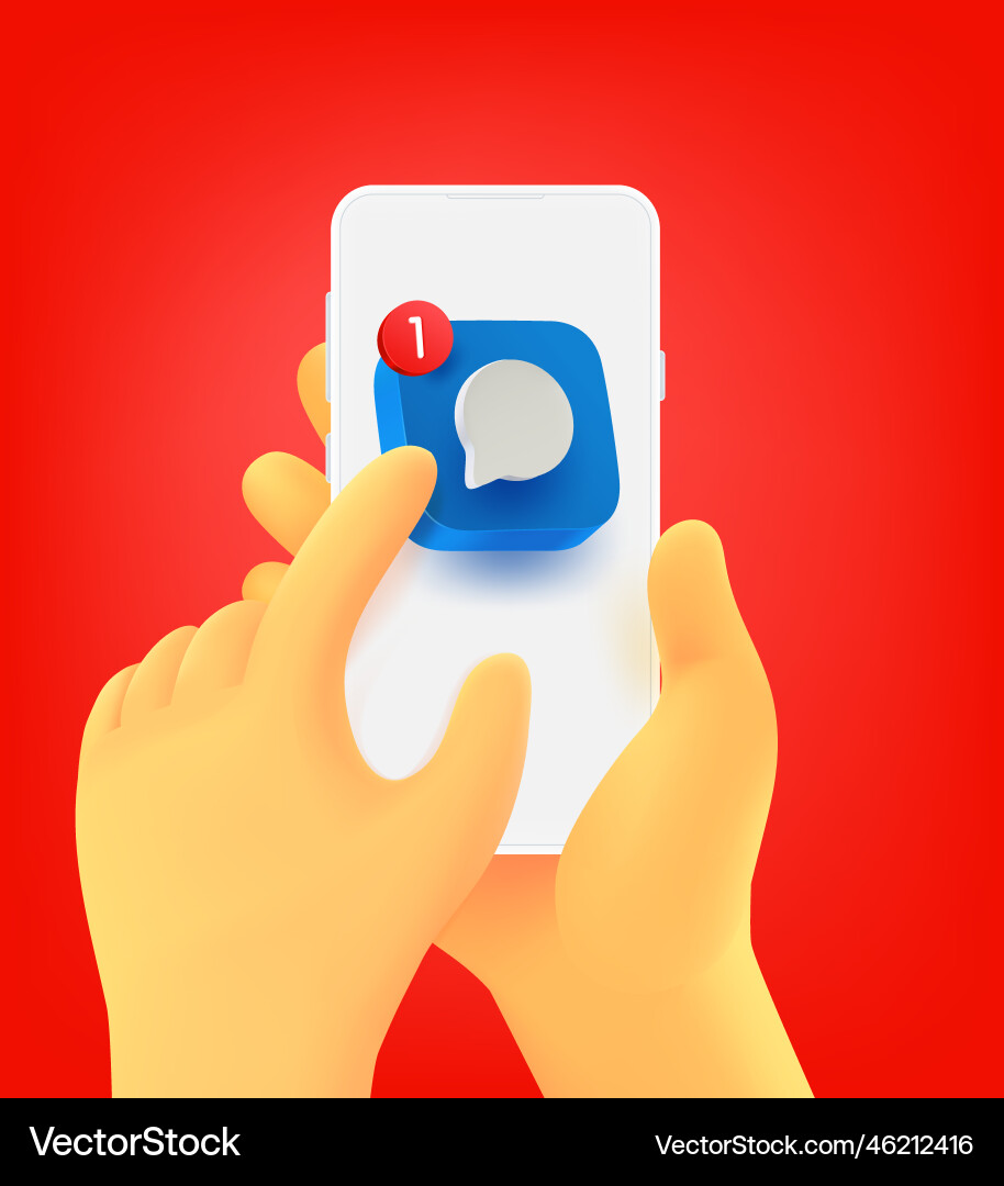 Pushing on a chat icon to read new message Pushing on a chat icon to read new message vector image