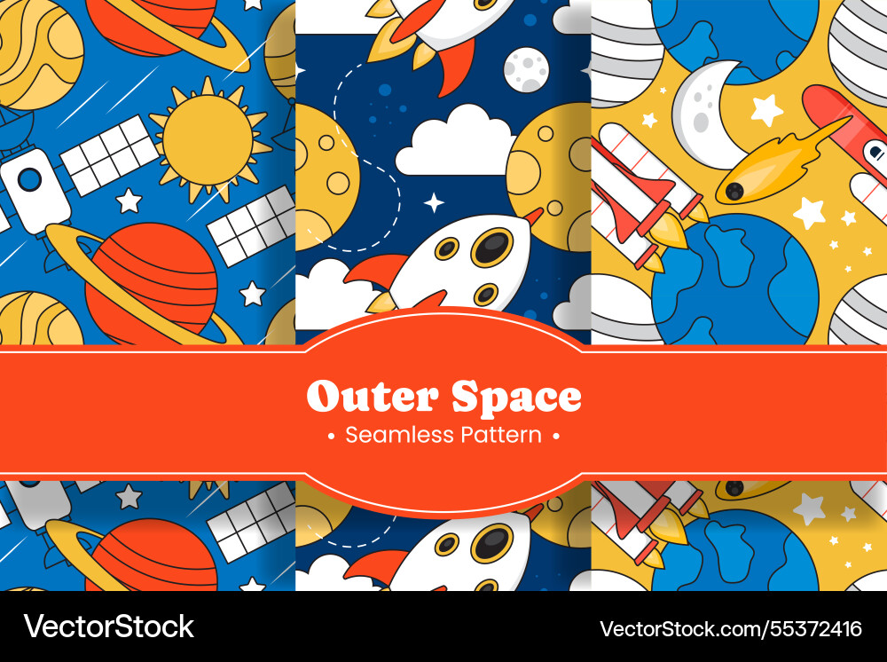 Seamless pattern of outer space exploration Seamless pattern of outer space exploration vector image