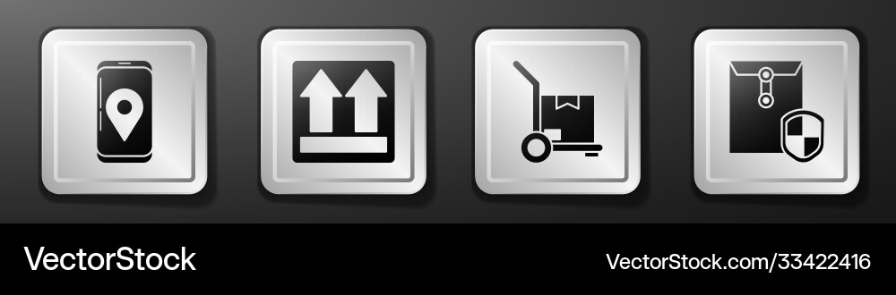 Set mobile with app delivery tracking this side Set mobile with app delivery tracking this side vector image