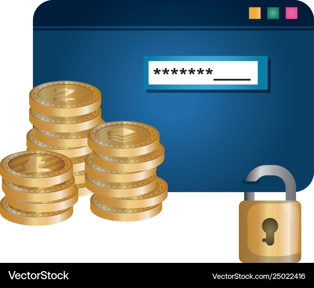 Template webpage with virtual coins vector image