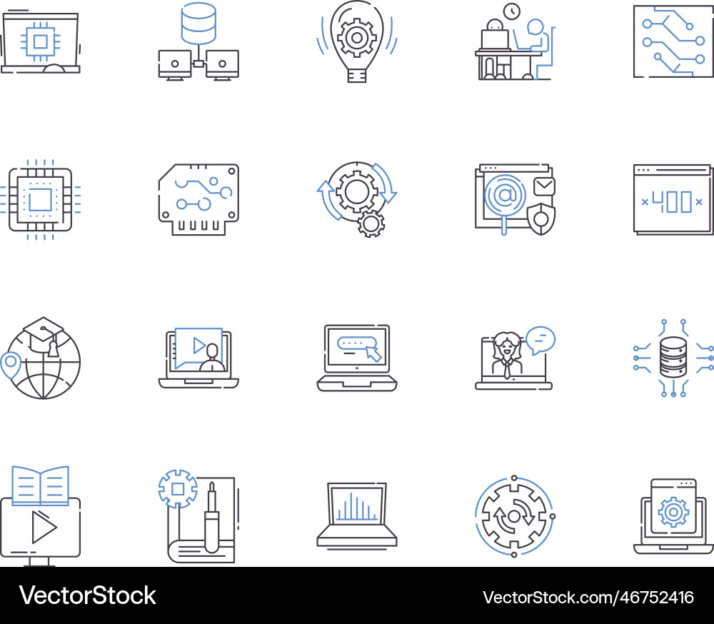 Website and computer outline icons collection Website and computer outline icons collection vector image