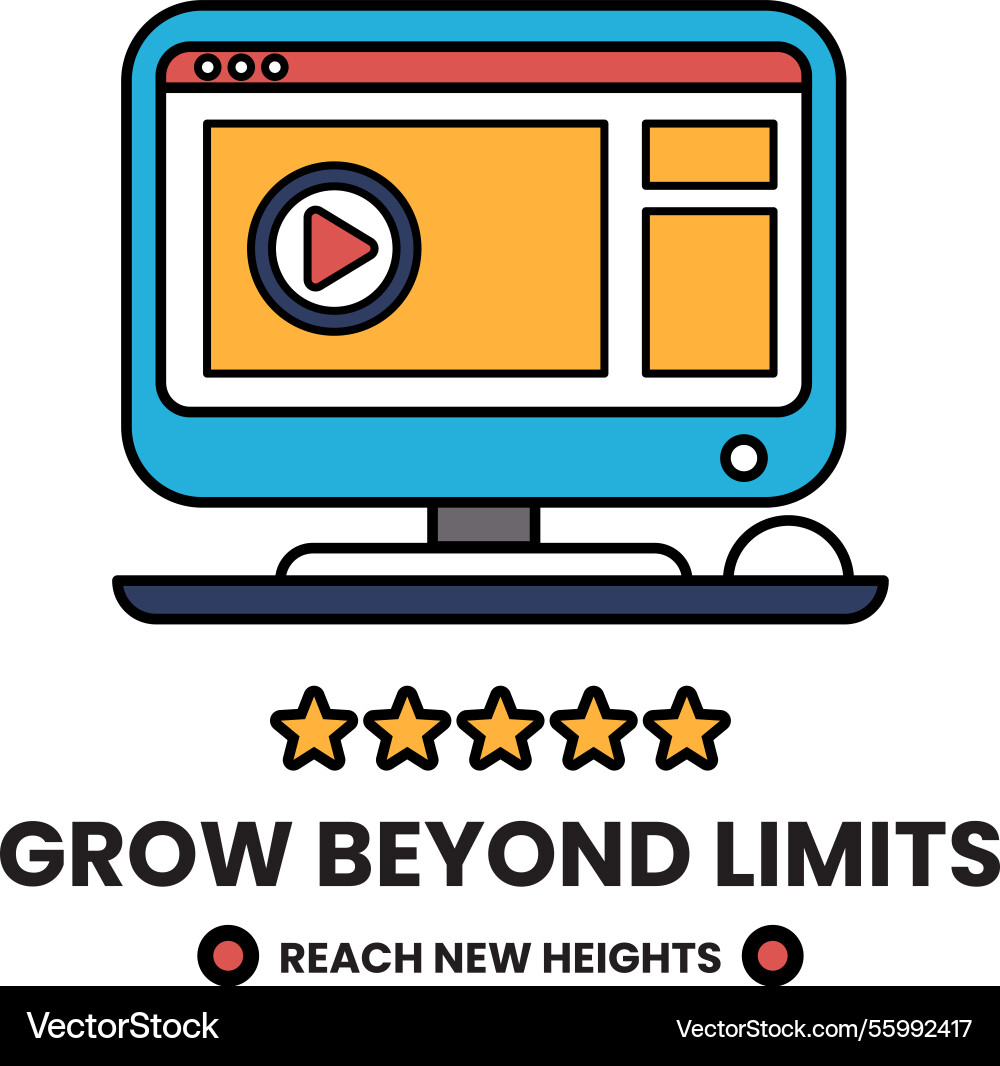 A computer monitor with video playing Vector Image
