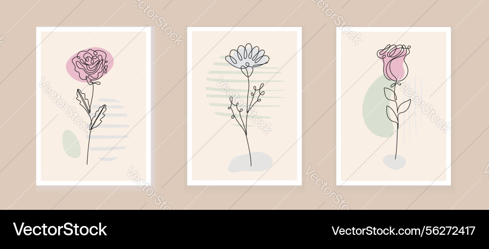 Abstract one line drawings of tropical flowers Vector Image