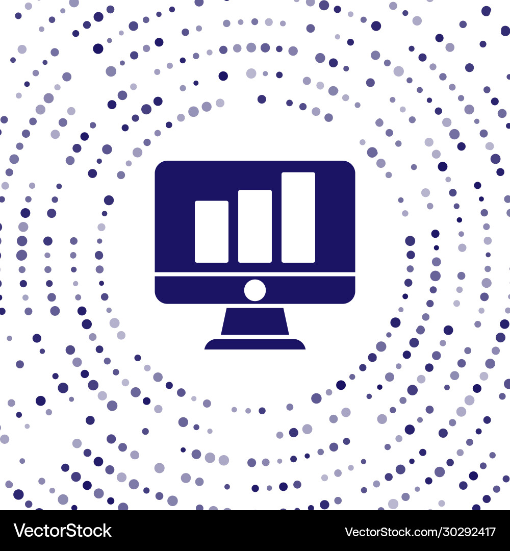 Blue computer monitor with graph chart icon Blue computer monitor with graph chart icon vector image