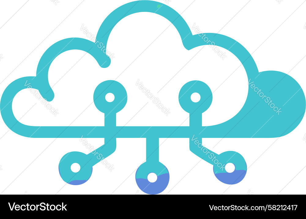 Cloud Network Icon - Data Flow Vector Image