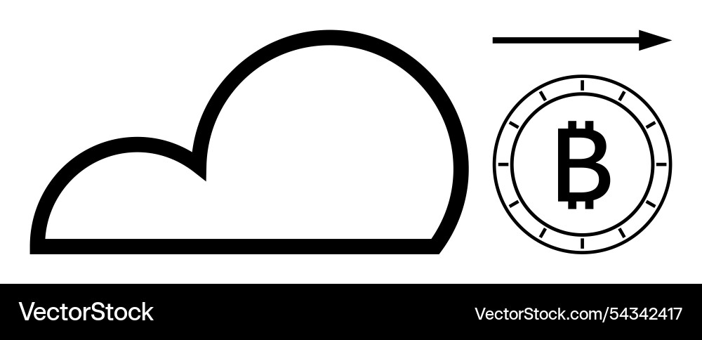 Cloud storage integration with bitcoin vector image