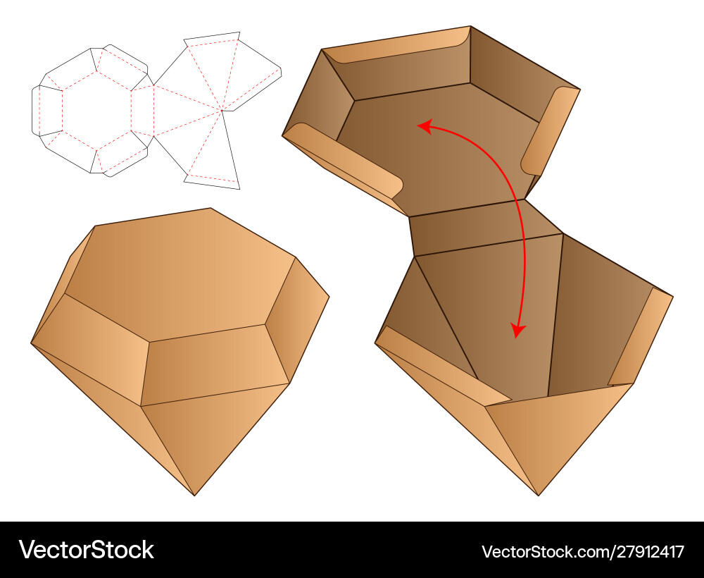Diamond Box Die Cut Template Vector Image