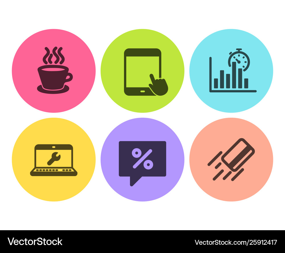 Discount message report timer and tablet pc icons Discount message report timer and tablet pc icons vector image
