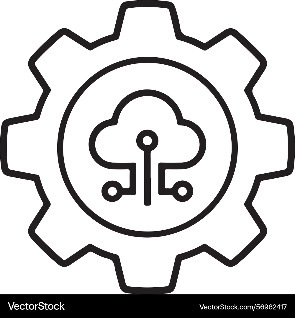 Glowing cloud computing icon tech gear network Glowing cloud computing icon tech gear network Vector Image