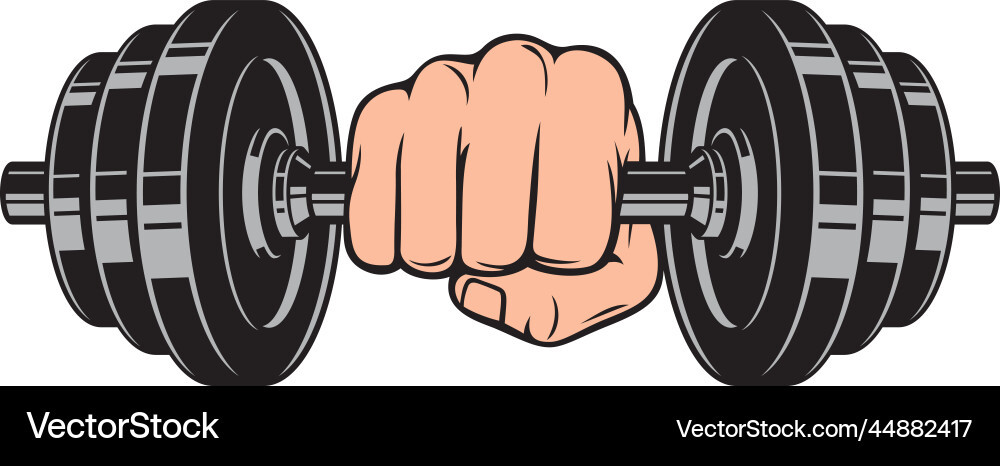 Hand holding dumbbell - barbell Hand holding dumbbell - barbell vector image